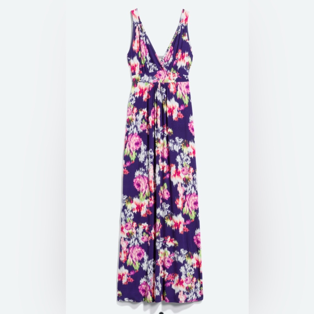 Floral Maxi Dress in Purple and Pink